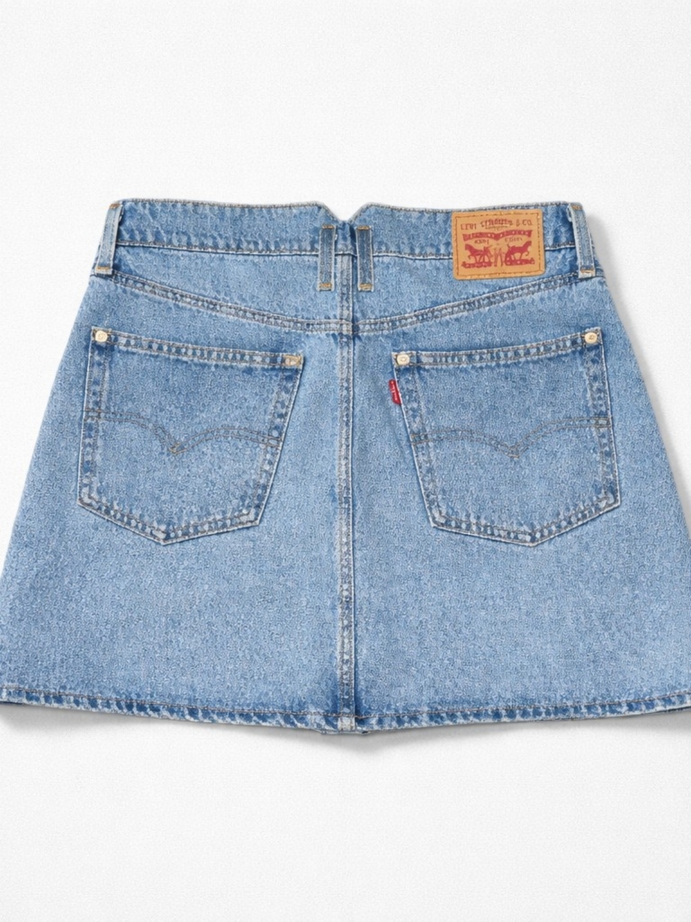 Levi's Light Blue A-Line Denim Mini Skirt with Back Pockets